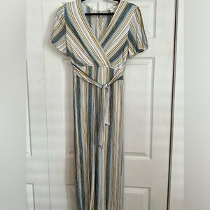 MIAMI Striped Jumpsuit with Cup sleeves